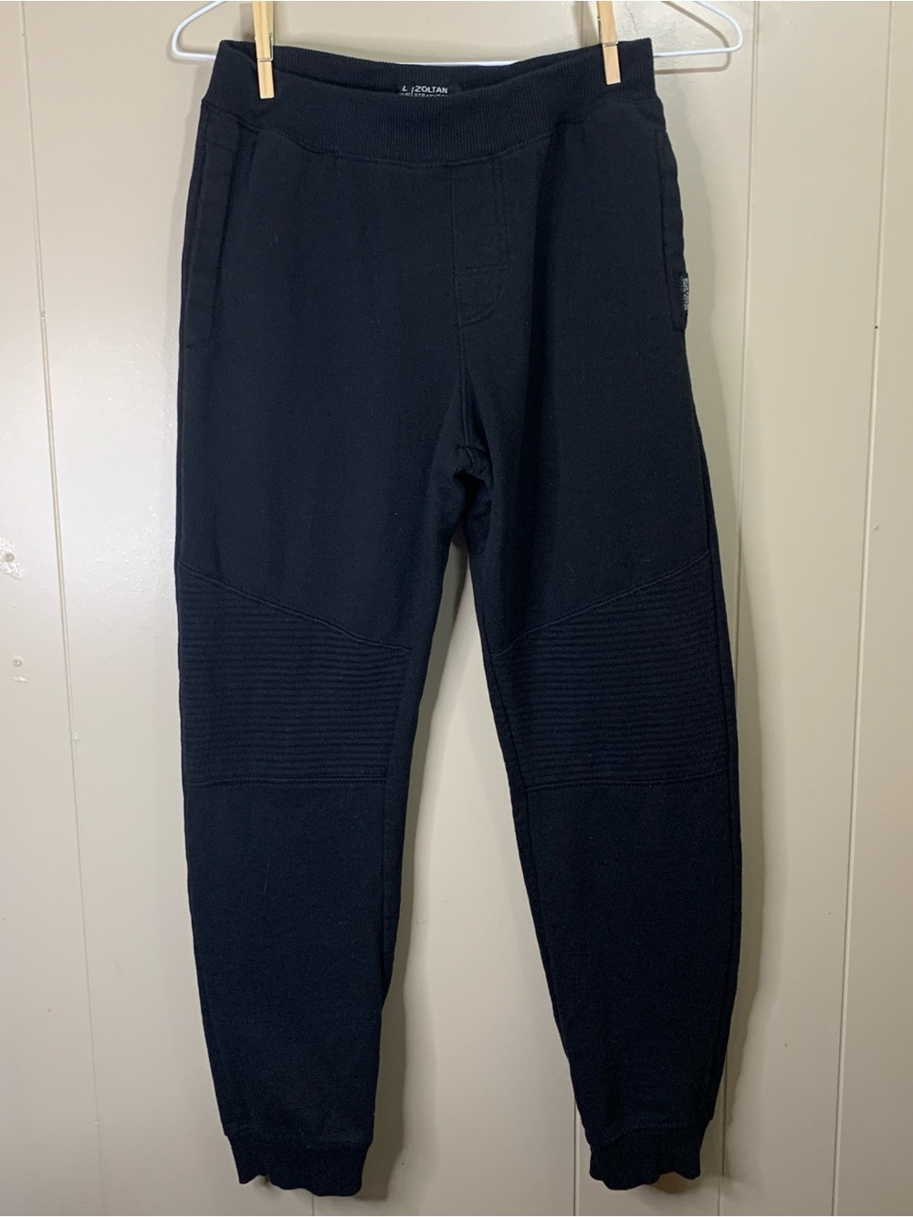 Boys L Buffalo David Bitton Black Ribbed Knee Joggers